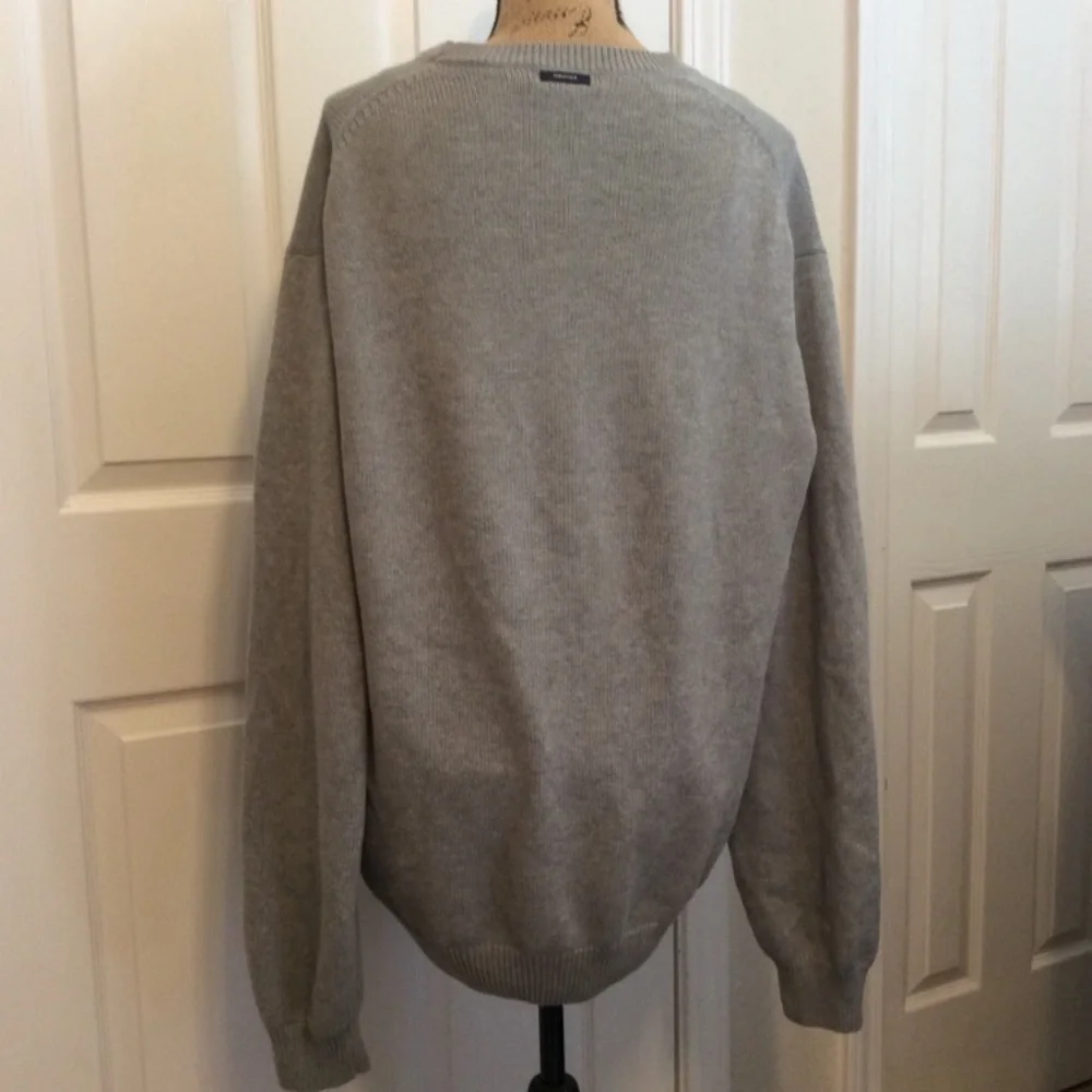 Nautica Men’s XL cotton knit light gray crew neck sweater nautical fisherman